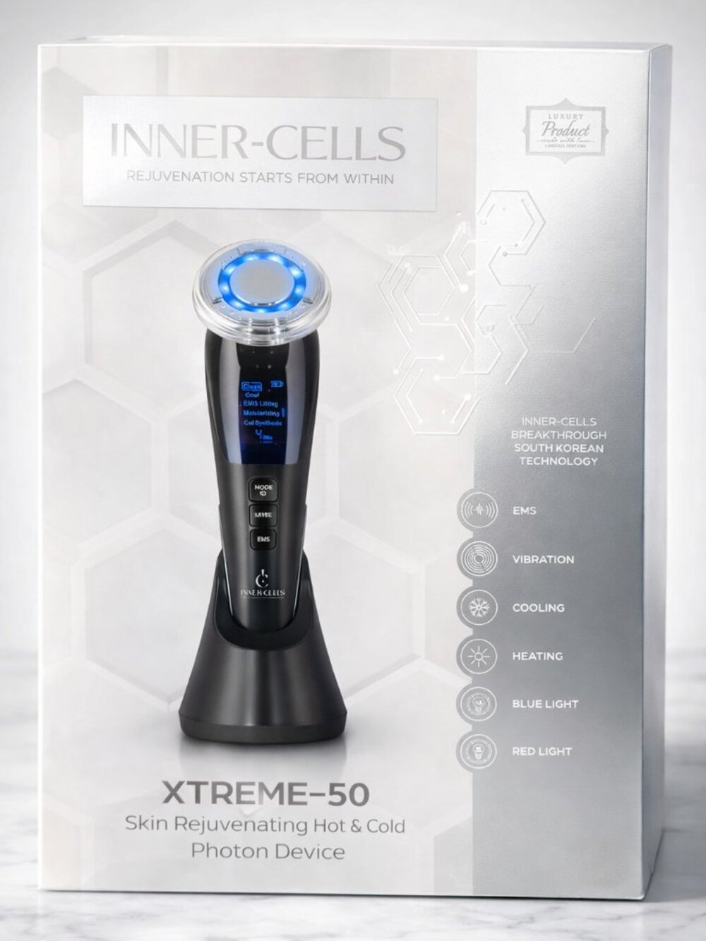 INNER‑CELLS XTREME‑50 Hot & Cold Photon Device | EMS LED Blue Red Therapy
